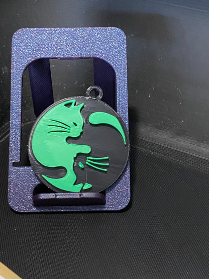Two Cat Ying Yang Keyring - 45980.200 Black & Green