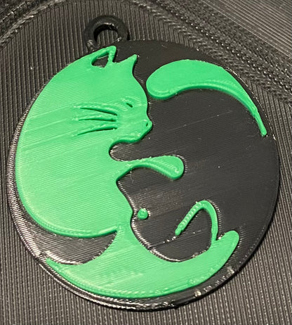 Cat & Dog Ying Yang Keyring - 45980.300 Black & Green
